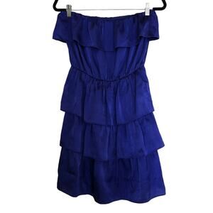 Laundry By Design Purple Strapless Tiered Dress - Size Small - Satin Ruffles